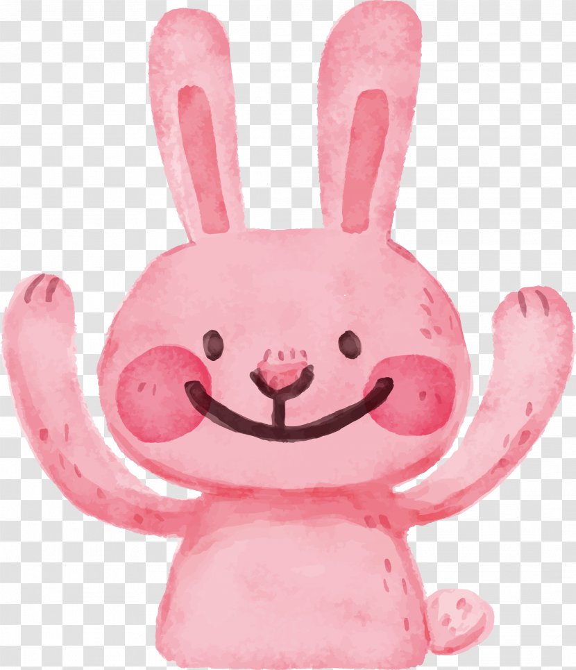 European Rabbit Easter Bunny Rabbitin Leporids - Pink - Vector Painted Transparent PNG