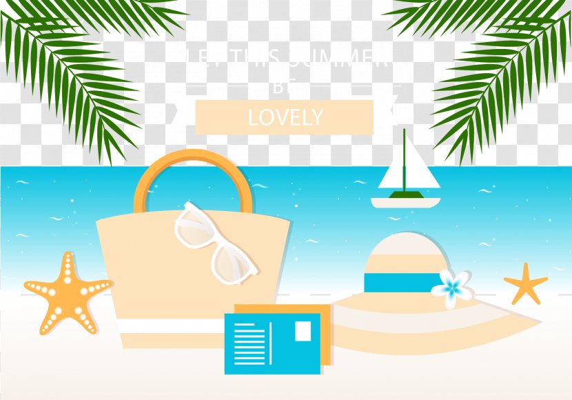 Beach Euclidean Vector - Sun Hat - Handbag Transparent PNG