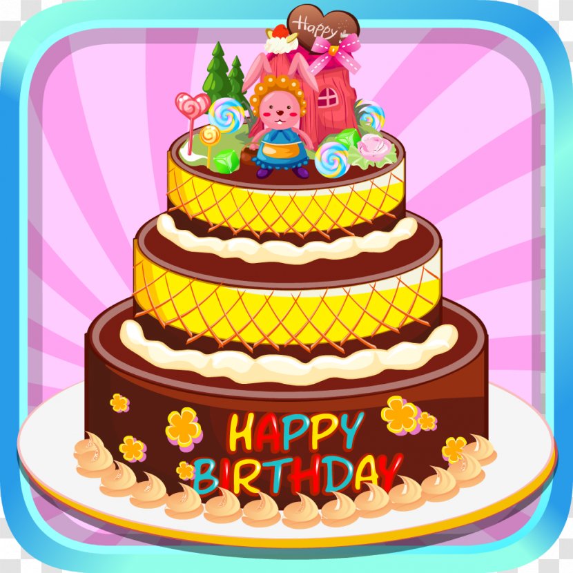 Frosting & Icing Birthday Cake Sugar Torte - Decorating Transparent PNG