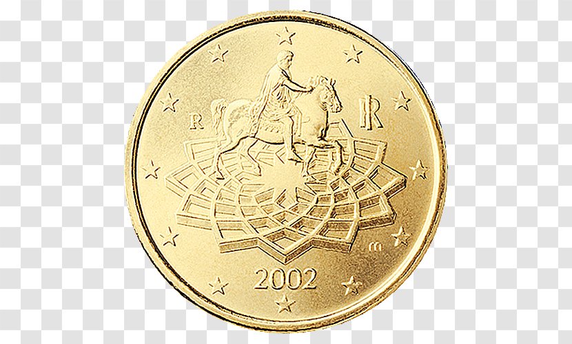 Italy Italian Euro Coins 50 Cent Coin 1 - Gold Transparent PNG