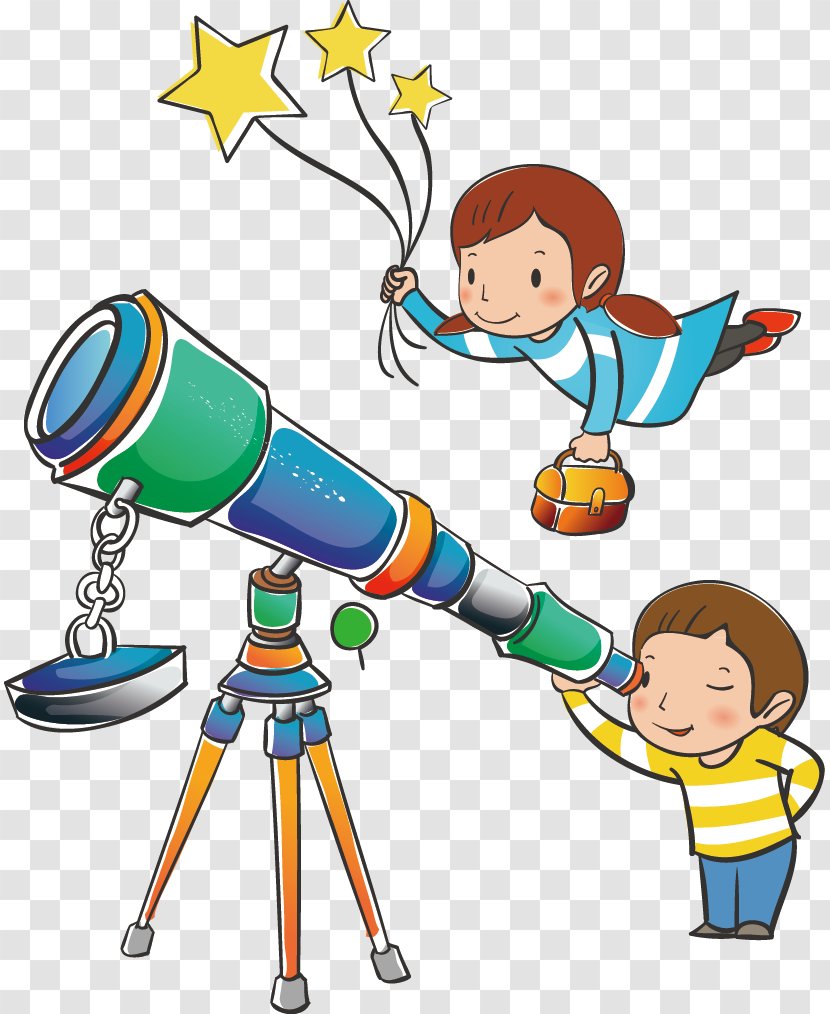 Telescope Template - Watercolor - Boys And Girls Look At The Transparent PNG