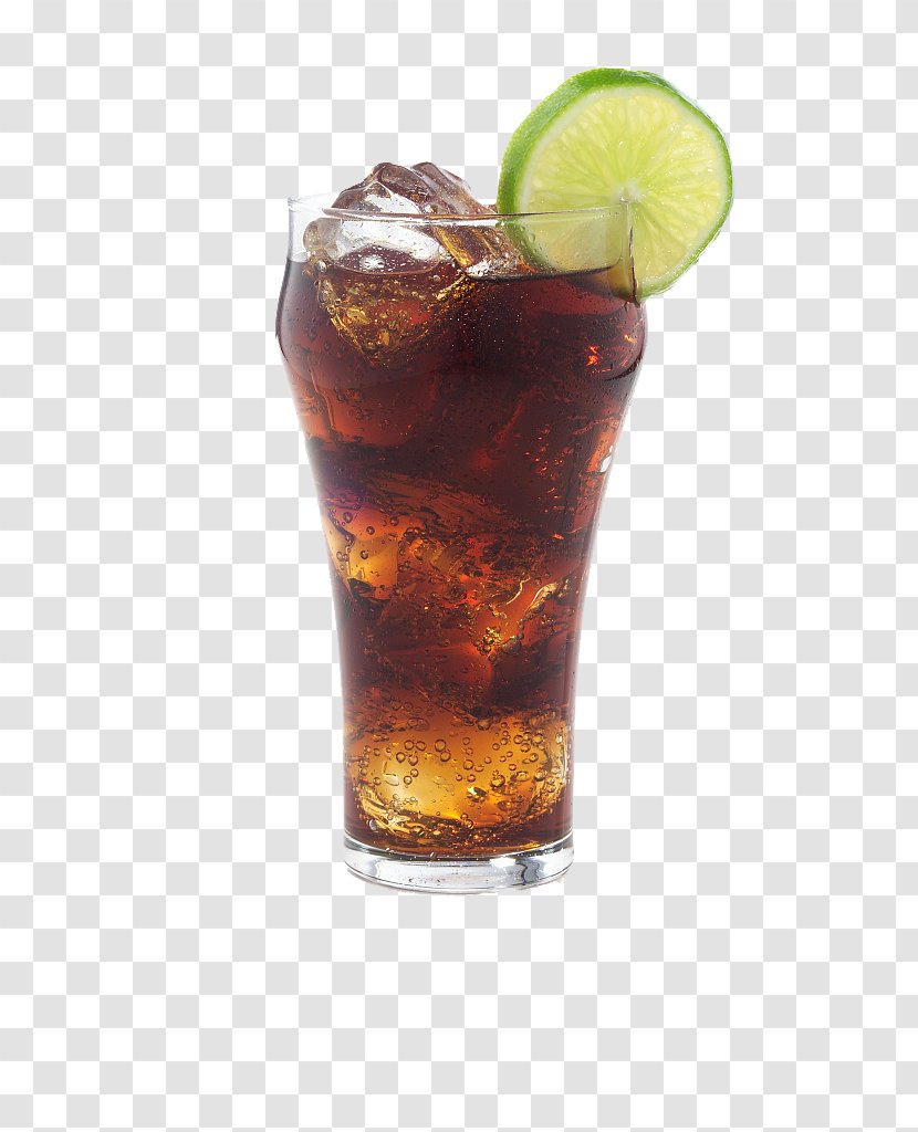 Soft Drink Rum And Coke Coca-Cola Milkshake Juice - Cocacola With Lemon - Glass Bubble Sticking Transparent PNG