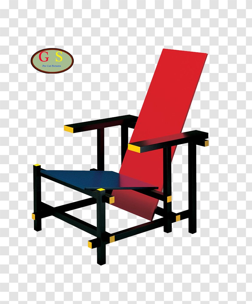 Red And Blue Chair Zig-Zag Furniture De Stijl - Utrecht - Yellow Transparent PNG