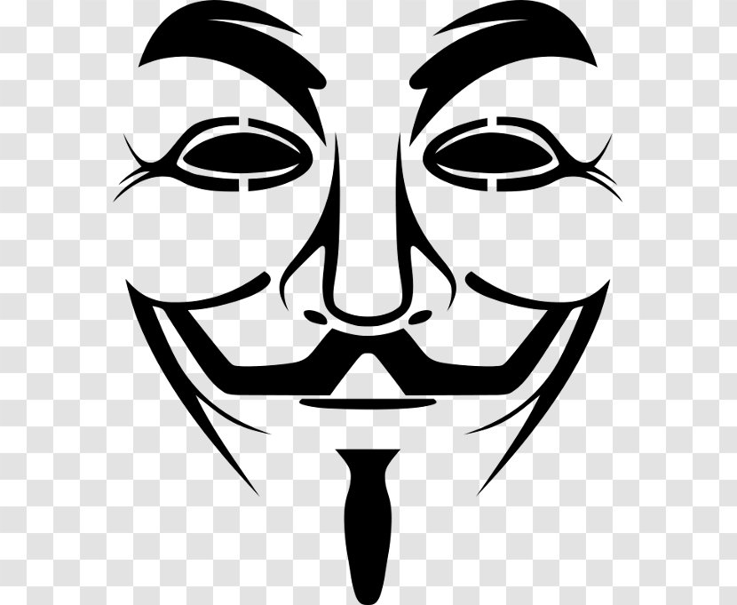 Guy Fawkes Mask Clip Art - Black And White Transparent PNG