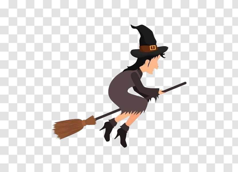 Witchs Broom Witchcraft Magic - Wing - A Cartoon Witch Riding Transparent PNG