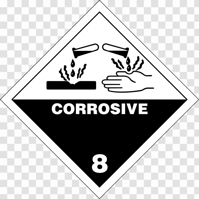 HAZMAT Class 8 Corrosive Substances Dangerous Goods Label Hazard - Black - Un Number Transparent PNG