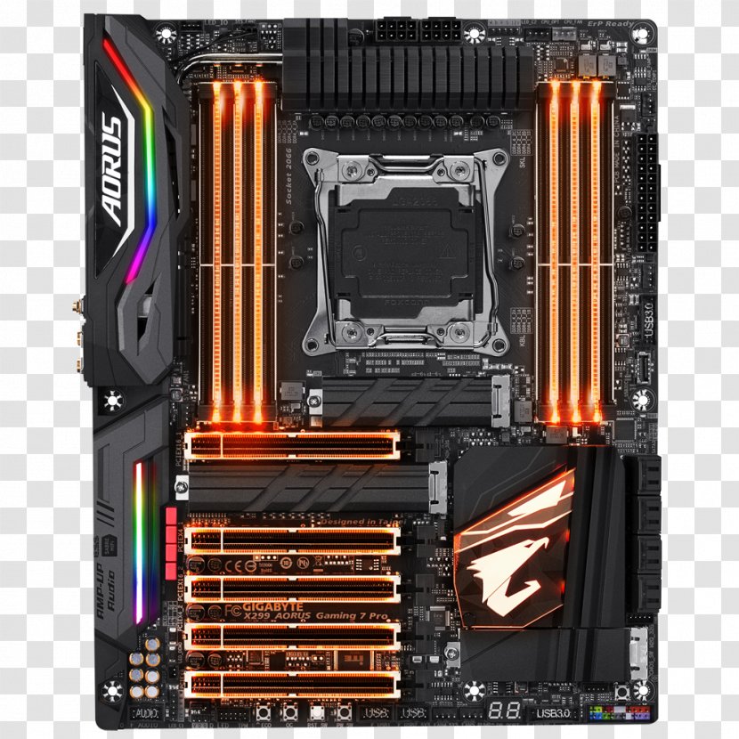 LGA 2066 Intel X299 TOP Gaming Motherboard AORUS 9 DDR4 SDRAM - Cpu Socket - Gigabyte Technology Transparent PNG