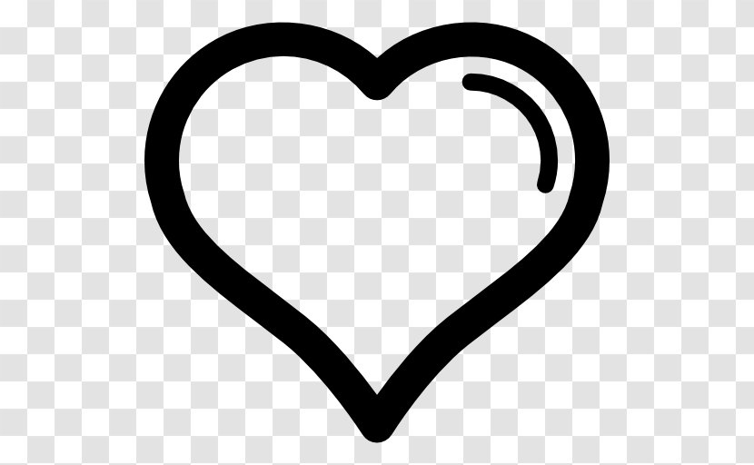 Heart Shape Romance Line Love - Black And White Transparent PNG