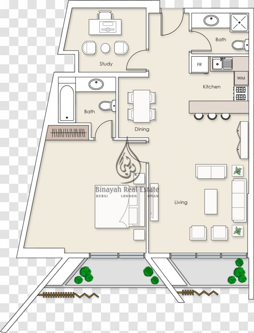Platinum Residence 1 Floor Plan 2 Studio Apartment - Urban Design Transparent PNG