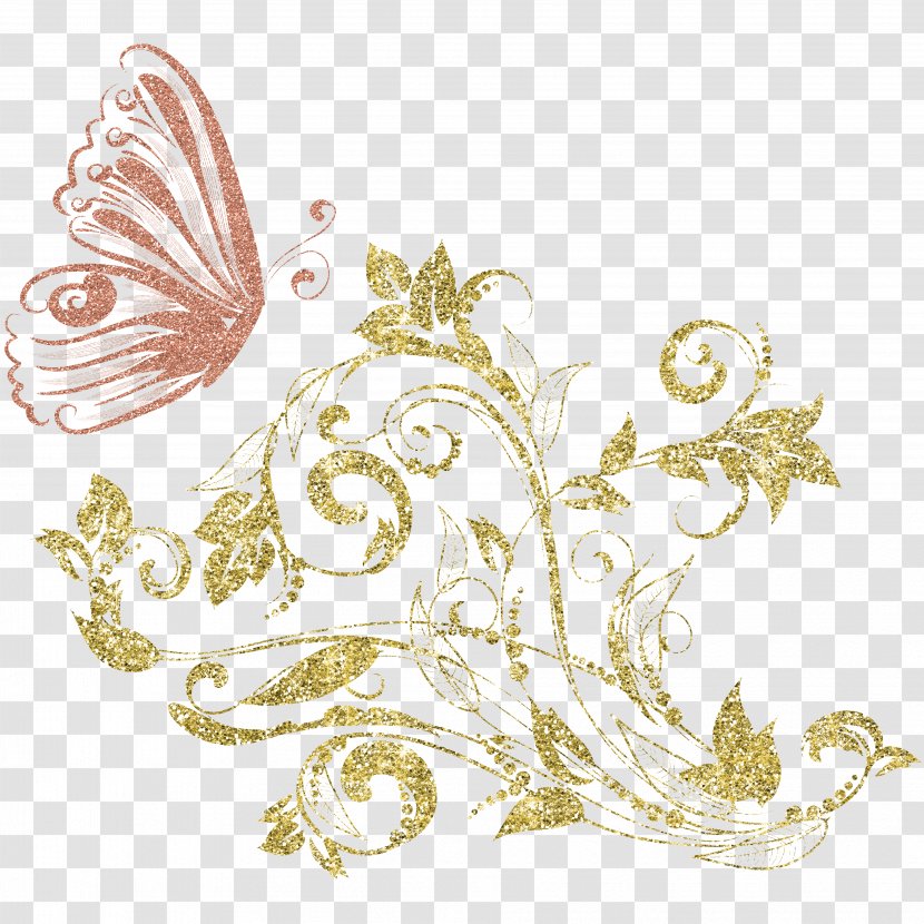 Monarch Butterfly Gold Effect - Art - Iamge Design Transparent PNG