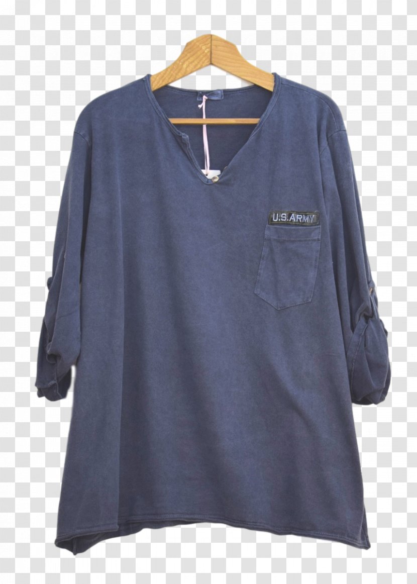 Long-sleeved T-shirt Blouse Button - Neck Transparent PNG