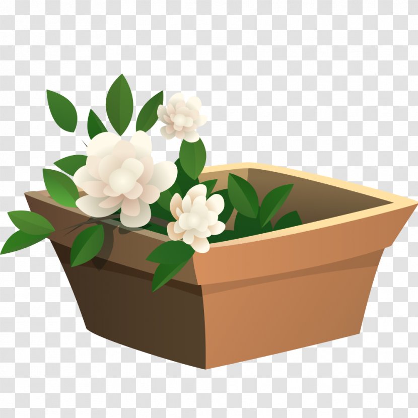 Flowerpot Vector Graphics Design - Gardenia - Floral Arrangement Transparent PNG