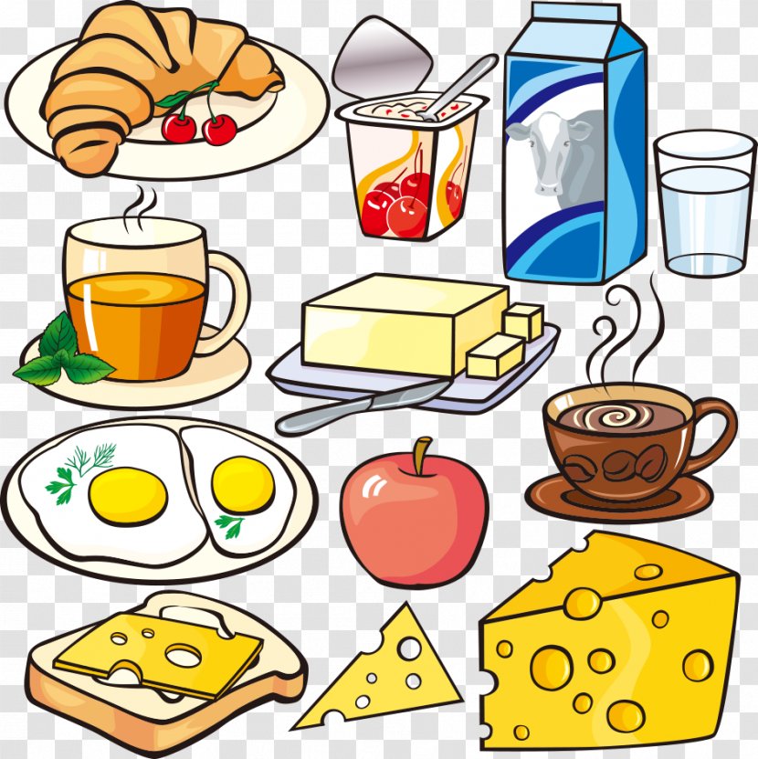 Full Breakfast Brunch Sandwich Clip Art - Junk Food - Vector Cheese And Coffee Transparent PNG