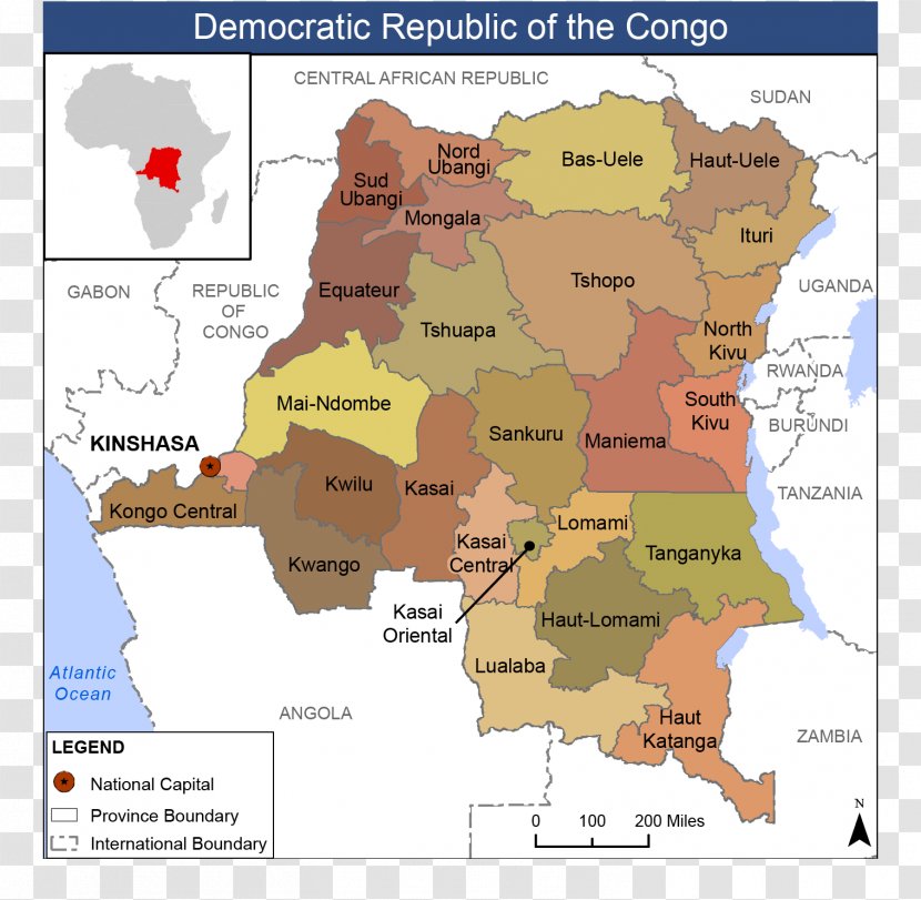 Languages Of The Democratic Republic Congo Map Second War - Ecoregion Transparent PNG