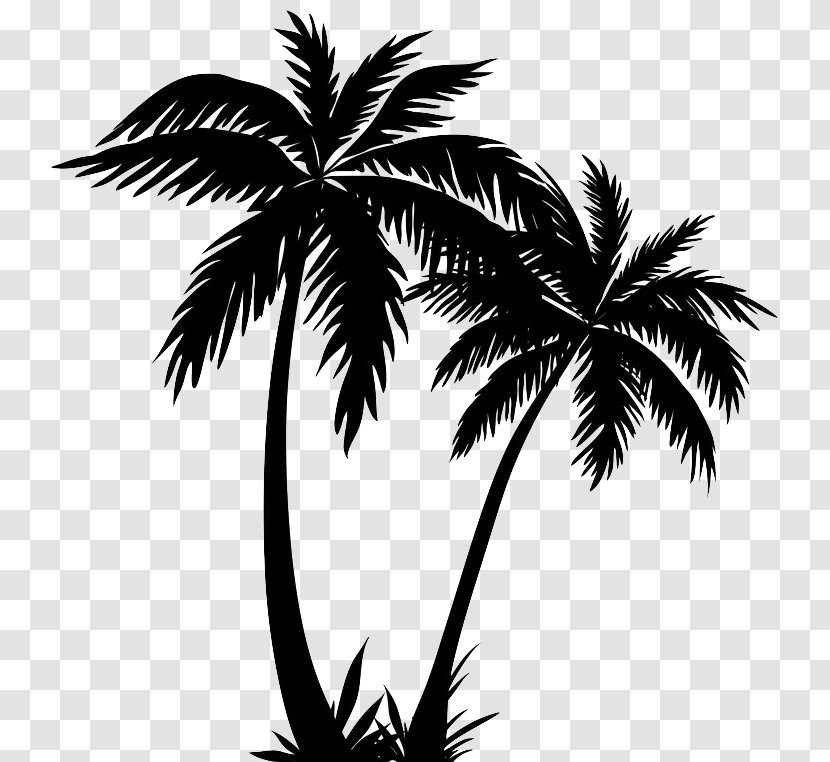 Silhouette Palm Trees Clip Art Drawing Vector Graphics - Monochrome Transparent PNG