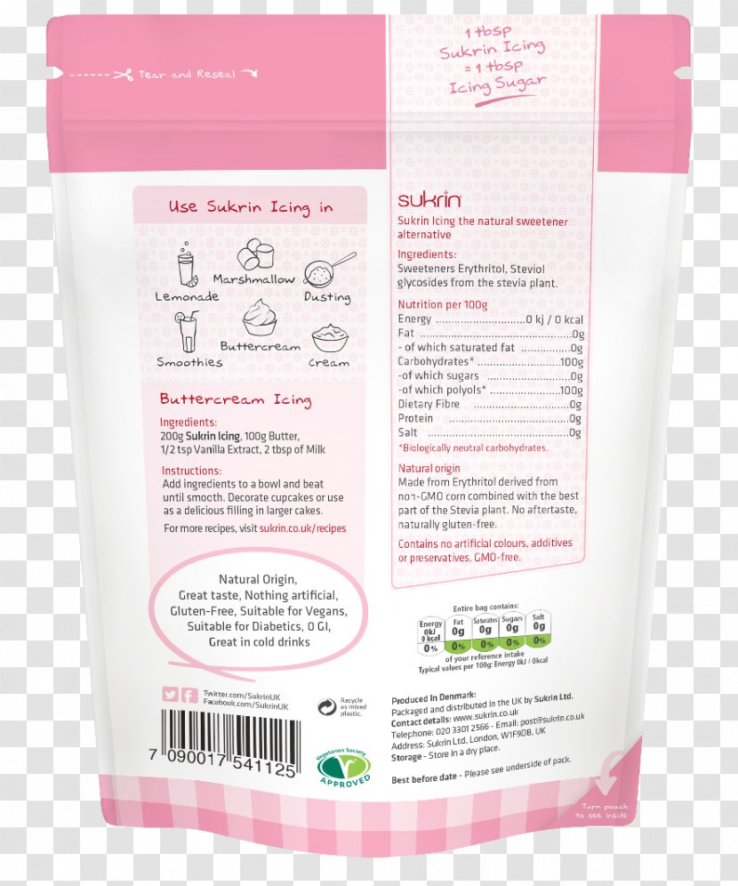 Frosting & Icing Cream Powdered Sugar Substitute Erythritol - Granulated Transparent PNG