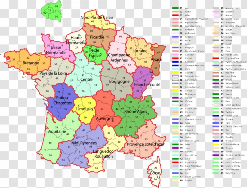 Departments Of France Regions Map - Text - Hd Sushi Transparent PNG