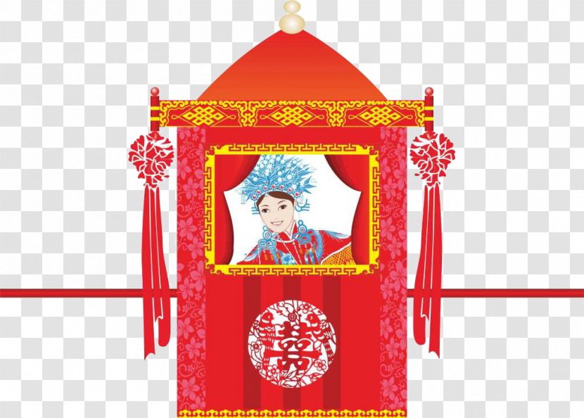 Litter U559cu8f4e Chinese Marriage - Cartoon - Ancient Red Classic Sedan Chair Transparent PNG
