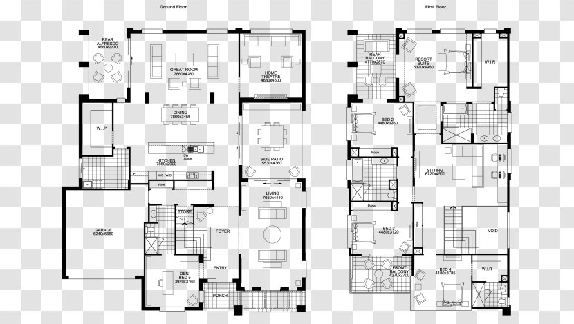 House Plan Storey Floor - Double Building Transparent PNG