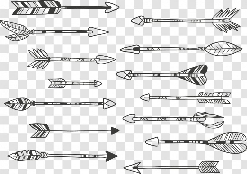 Arrow Calligraphy Drawing Clip Art - Gray Vector Transparent PNG