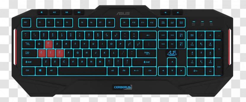 Computer Keyboard Laptop ASUS Gaming Keypad Backlight - Electronic Instrument Transparent PNG