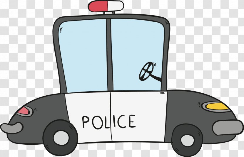 Taxi Car Drawing Download - Transport - Cartoon Hand Painted Police Transparent PNG