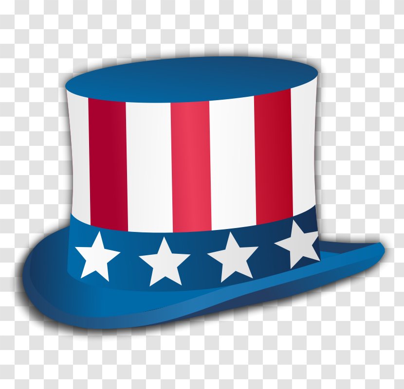 Uncle Sam Independence Day Top Hat Clip Art - Electric Blue Transparent PNG