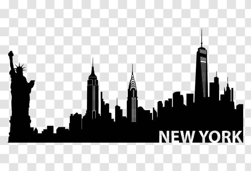 New York City Skyline Silhouette Mural - Decal Transparent PNG