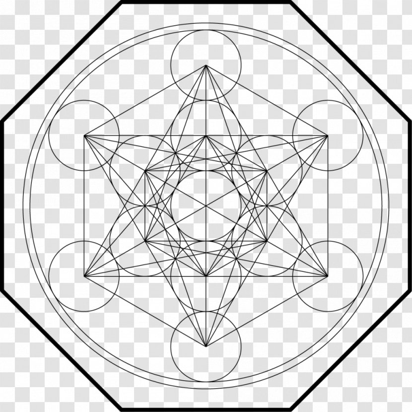 Metatron's Cube Sacred Geometry Overlapping Circles Grid - Line Art - Metatron Transparent PNG