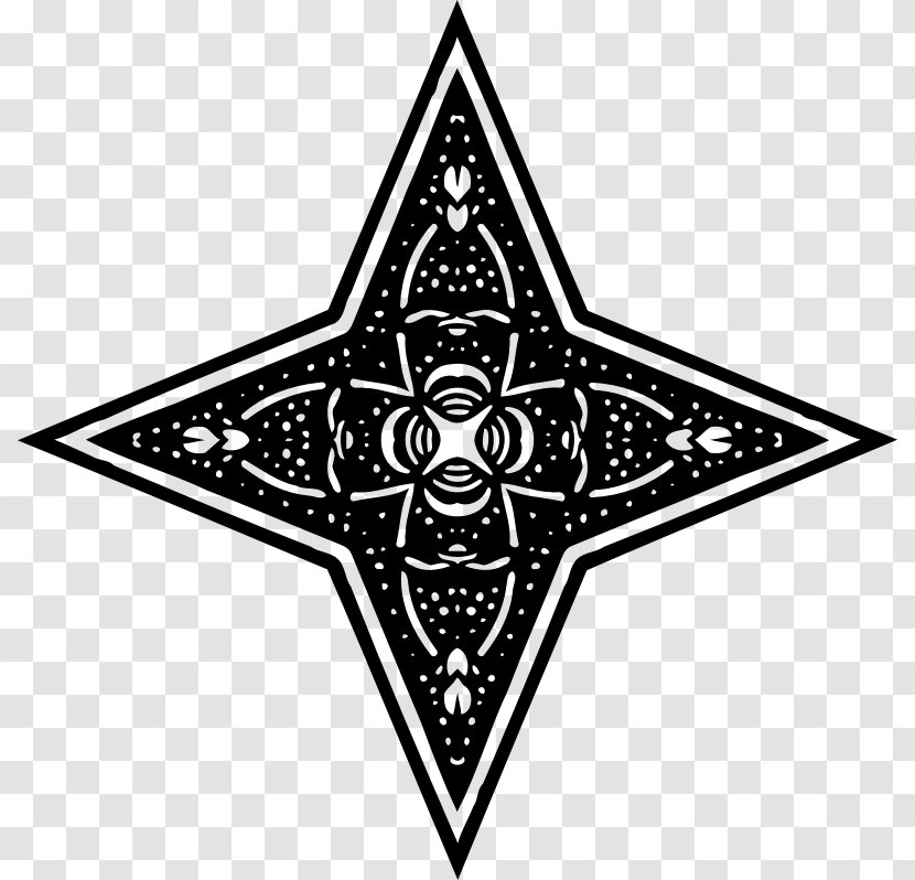Drawing Black And White - Monochrome - Star Transparent PNG