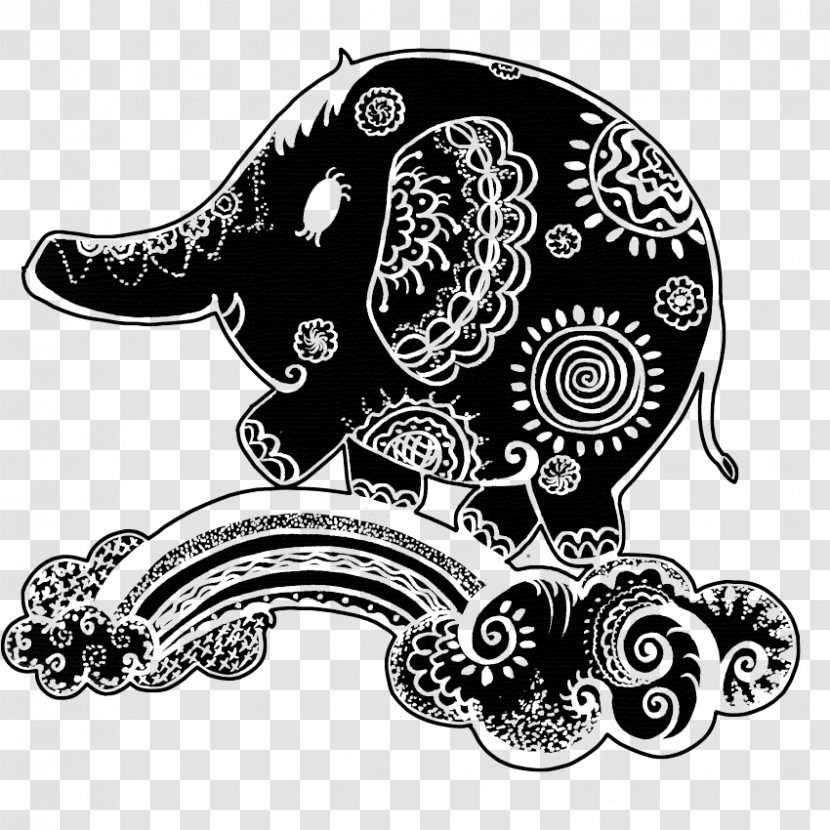 Black And White Visual Arts Graphic Design Elephant Illustration - Painted Pen Transparent PNG