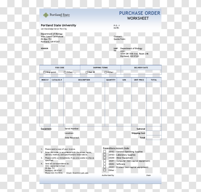 Document Purchase Order Template Form - Business Transparent PNG