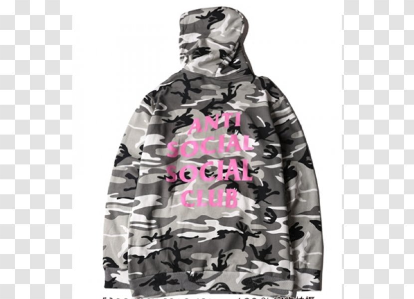 Hoodie T-shirt Camouflage Sweater Streetwear - Anti Social Club Transparent PNG