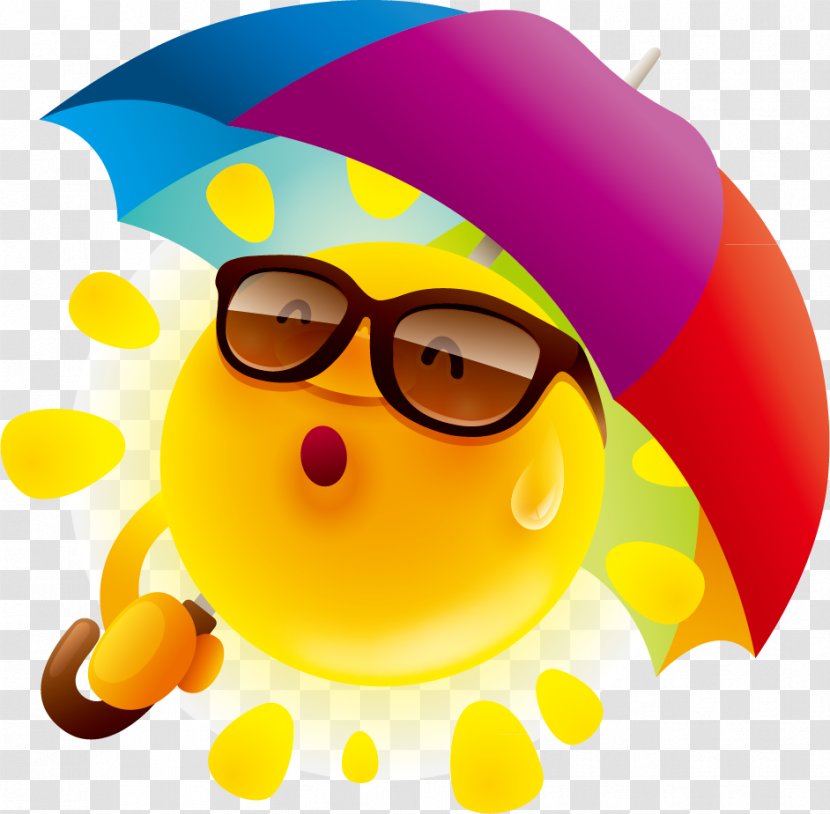 Cartoon Stock Photography Umbrella Clip Art - Happiness - Cute Sun Design Vector Material Transparent PNG