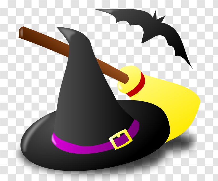 Witchcraft Clip Art - Halloween Witch Hat Broom And Bat Clipart Transparent PNG