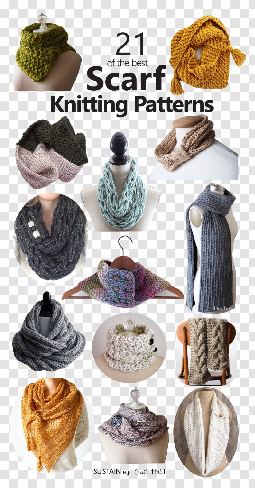 Scarf Knitting Pattern Crochet - Button Transparent PNG