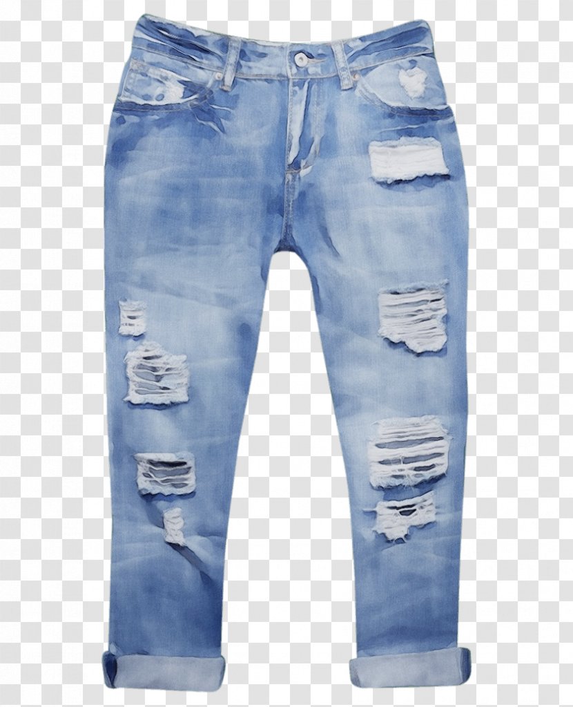 Clip Art Ripped Jeans T-shirt - Denim Transparent PNG
