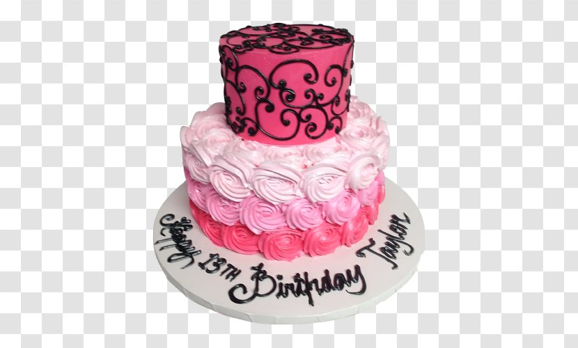Birthday Cake Frosting & Icing Torte Princess - Buttercream - PINK CAKE Transparent PNG