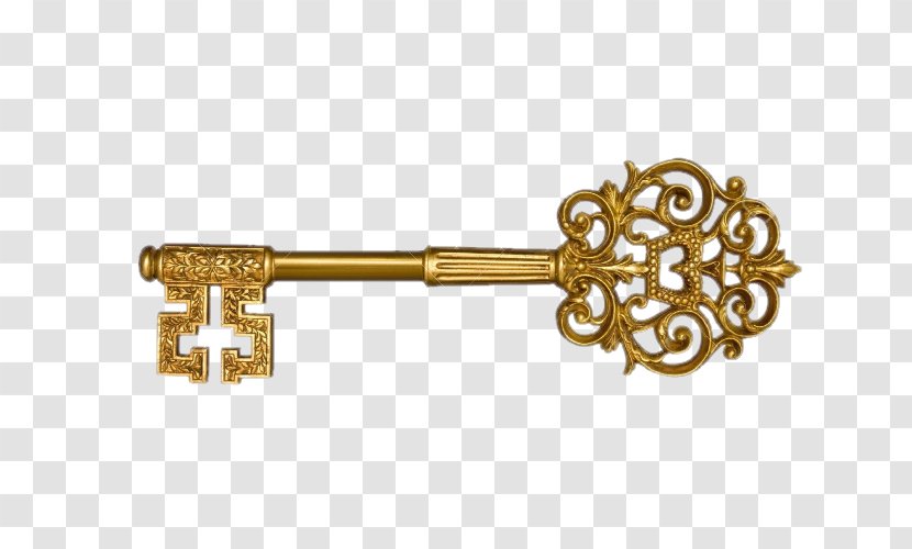Skeleton Key Clip Art - Metal - Gold Transparent PNG