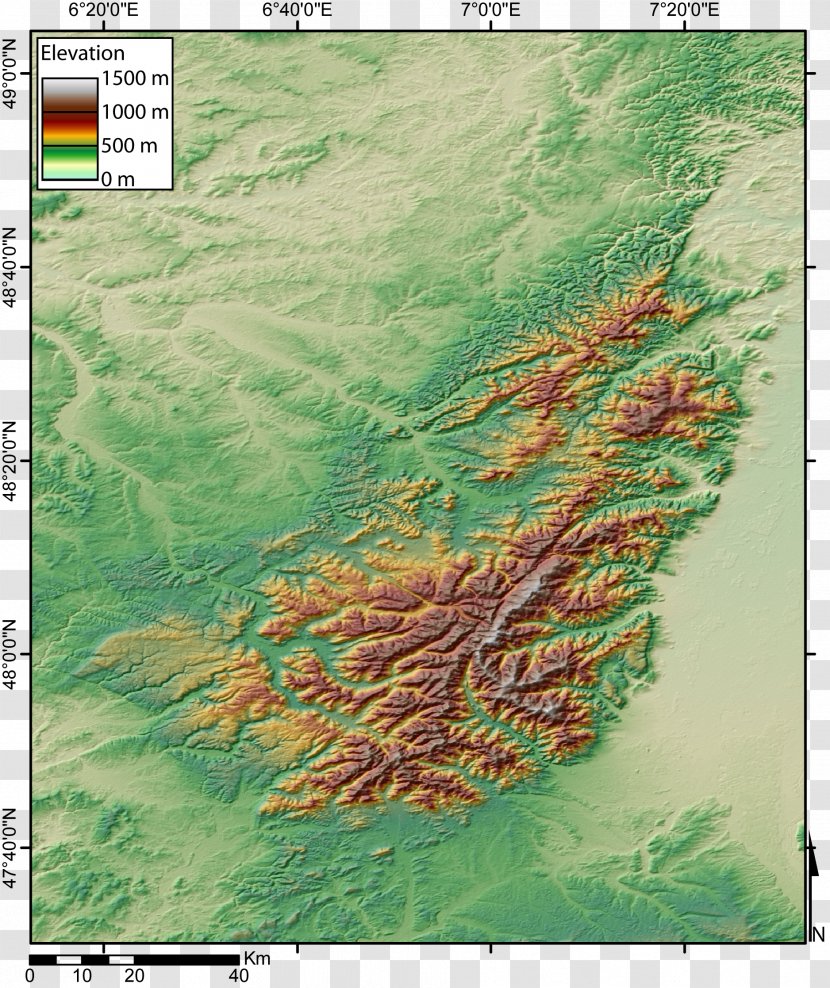 Northern Vosges Regional Nature Park Terrain Raised-relief Map Transparent PNG