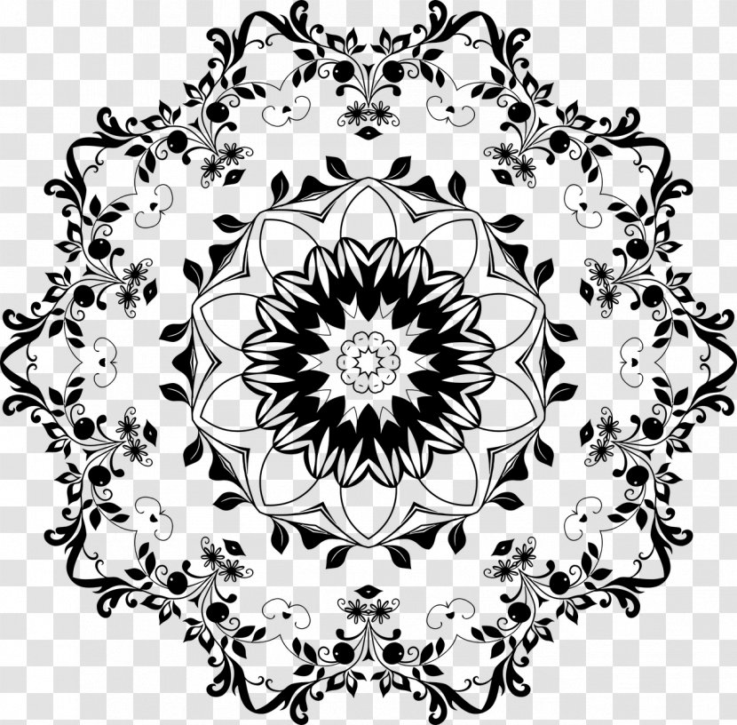 Floral Design Flower Pattern - Black And White Transparent PNG