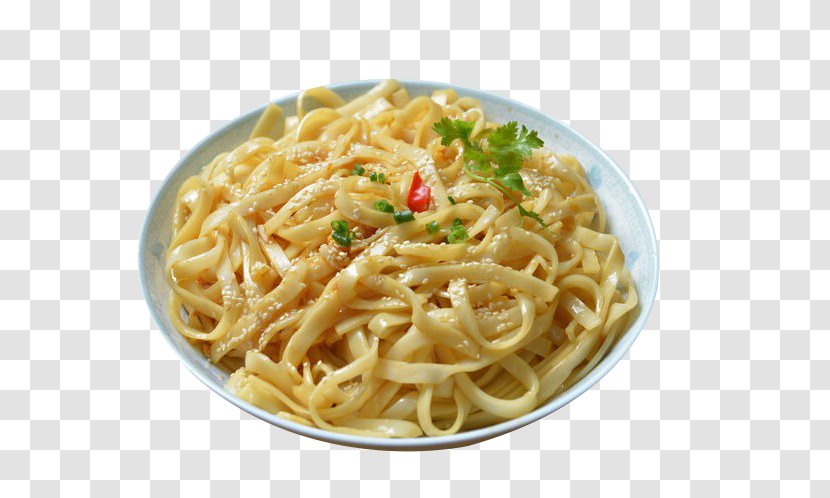 Spaghetti Aglio E Olio Chinese Noodles Chow Mein Japanese Cuisine Rice Flour - Vegetarian Food Transparent PNG