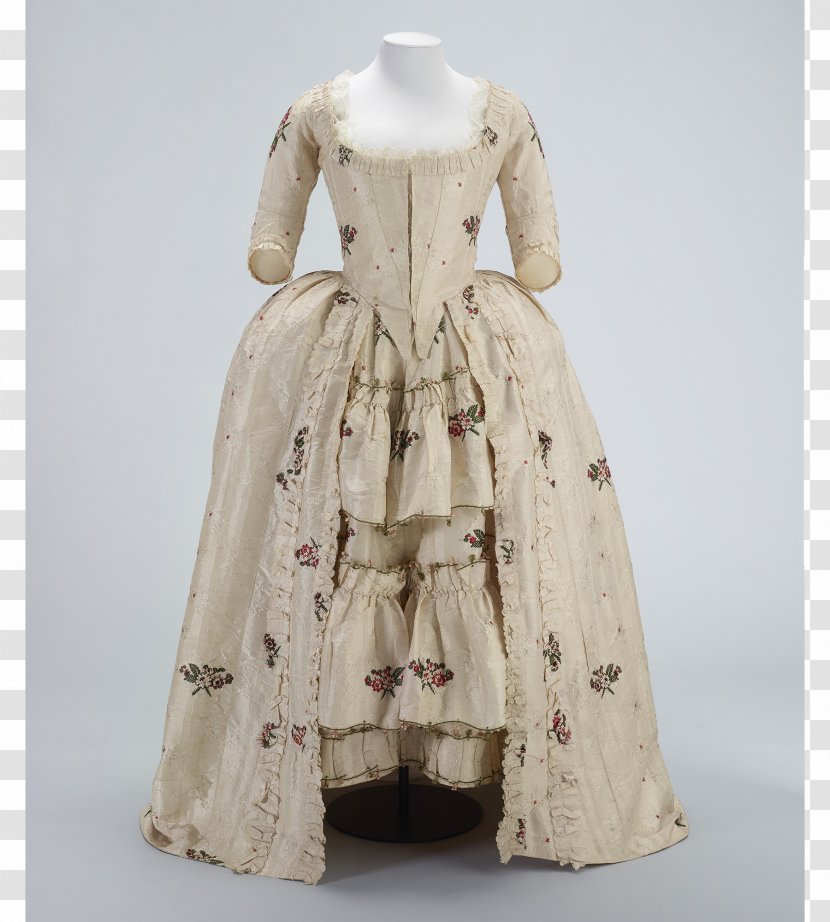 18th Century Close-bodied Gown 1780s Dress Sack-back - Beige Transparent PNG