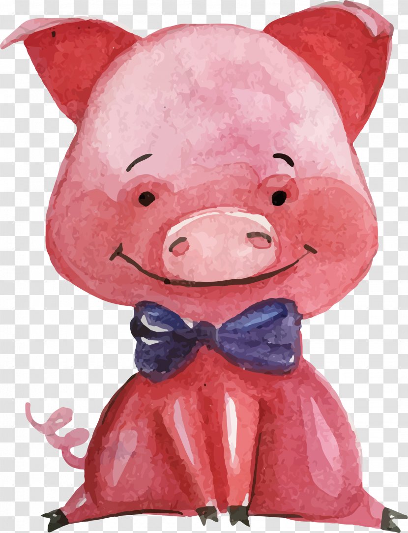 Domestic Pig Miss Piggy Piglet Illustration - Stuffed Toy - Vector Cute Pink Transparent PNG