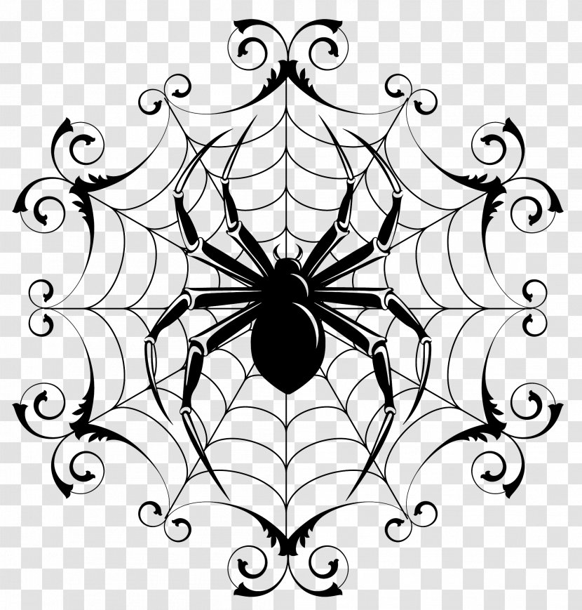 Spider Drawing Line Art - Black And White Transparent PNG