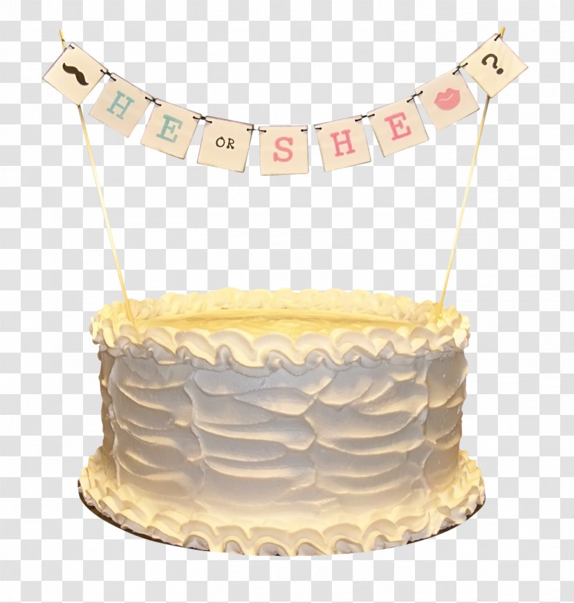 Gender Reveal Buttercream Birthday Cake Frosting & Icing Decorating Transparent PNG