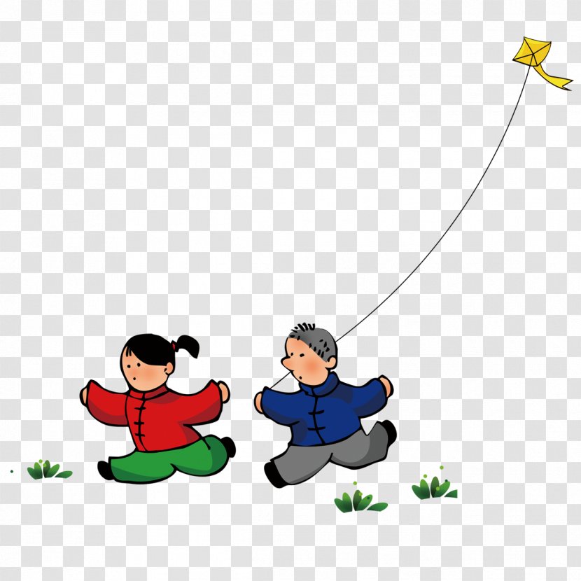 Cartoon Kite - Children Who Fly Kites Transparent PNG