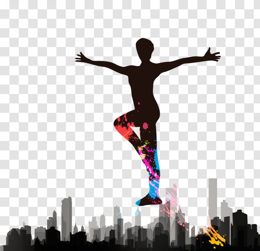Aerobics Dance Silhouette - Aerobic Gymnastics - Cheerleader Image Poster Transparent PNG