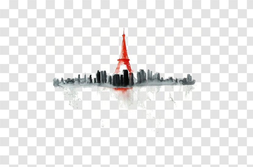 Eiffel Tower Watercolor Painting Drawing - Red - Paris Transparent PNG