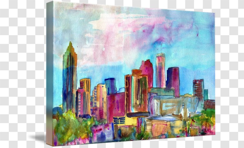 Skyline Watercolor Painting Modern Art - Acrylic Paint Transparent PNG